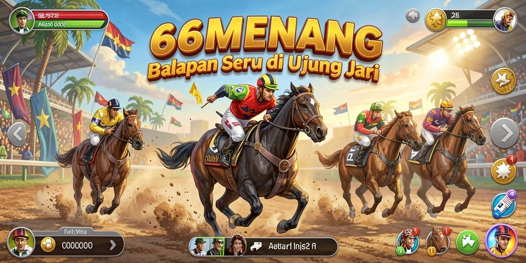 Screenshot 66MENANG menampilkan aksi balapan seru dan kustomisasi mobil.