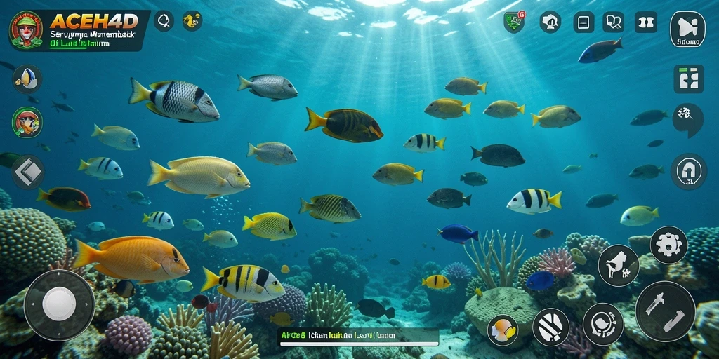 Screenshot gameplay ACEH4D menunjukkan aksi menembak ikan yang seru.