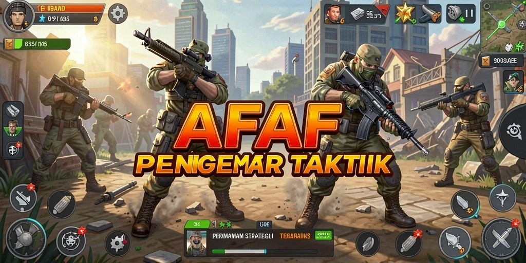 Screenshot gameplay AFAF yang menunjukkan pertempuran strategi yang intens.