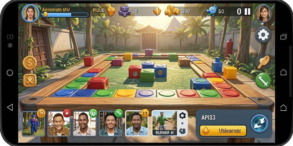 Tampilan gameplay API33 menampilkan berbagai teka-teki yang menarik dan berwarna.