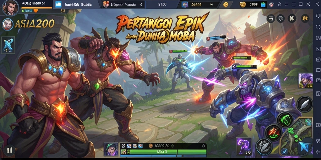 Gameplay epik ASIA200 di arena MOBA.