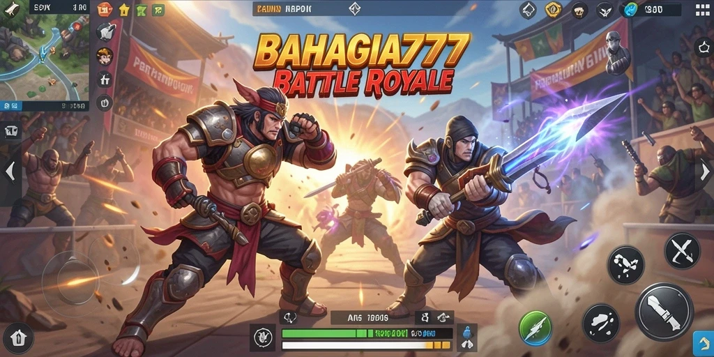 Tampilan gameplay seru di BAHAGIA777 dalam pertarungan Battle Royale.