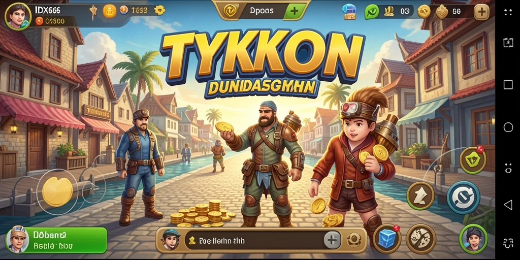 Tampilan gameplay menarik di dunia Tycoon dengan banyak pilihan bisnis.