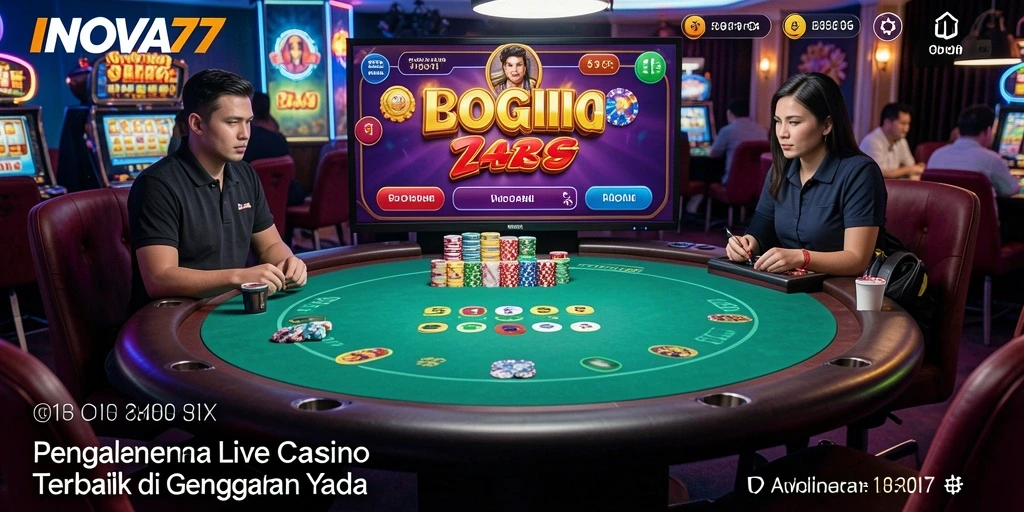 Tampilan menarik gameplay Live Casino dengan dealer langsung di INOVA77.