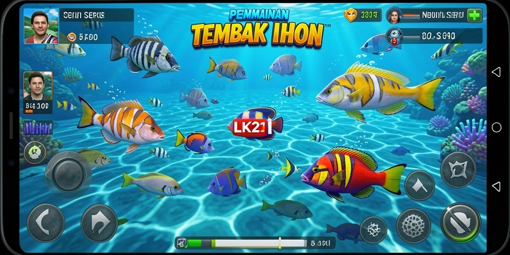 Screenshot gameplay LK21 yang menunjukkan aksi menangkap ikan.
