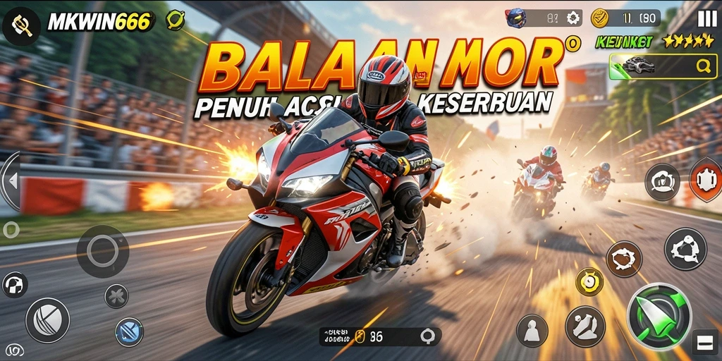 Gameplay seru MKWIN666 dengan aksi balapan motor yang mendebarkan.