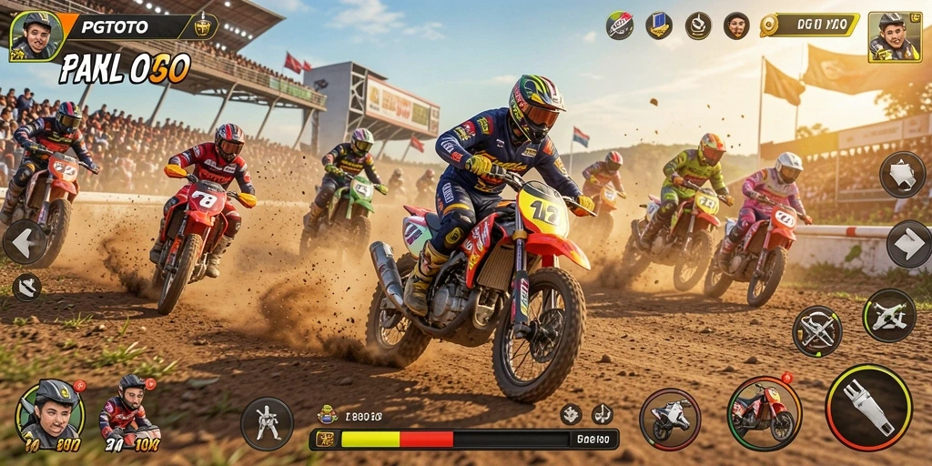 Screenshot PGTOTO menampilkan balapan motor yang mendebarkan.