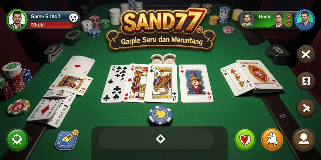 Screenshot gameplay SAND77 yang menampilkan serunya permainan Gaple.