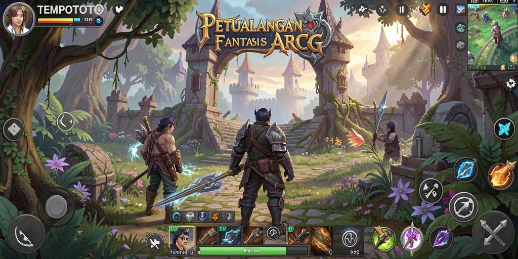 Screenshot menampilkan aksi pertempuran menarik di dunia TEMPOTOTO.